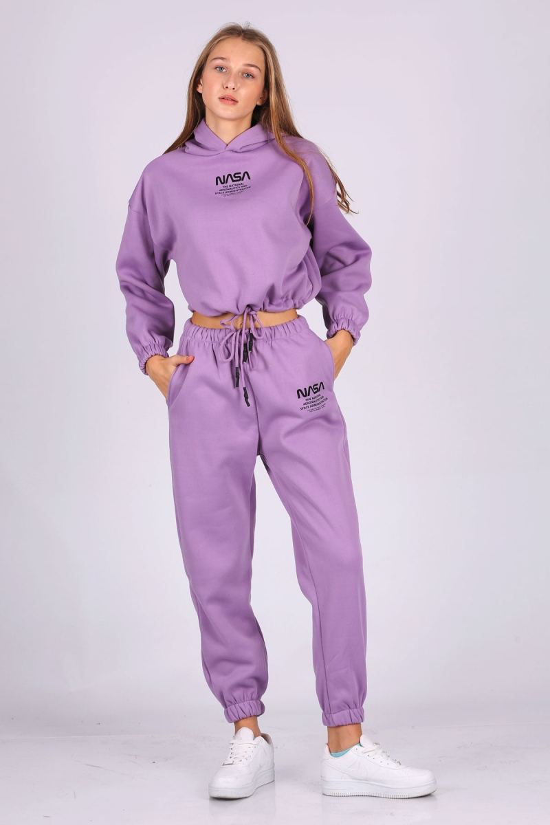 55342 Nasa Baskılı Eşofman Takımı - Lila - BİGDART