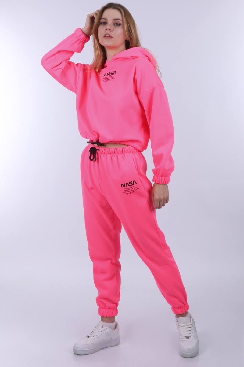 55342 Nasa Baskılı Eşofman Takımı - Pembe - BİGDART
