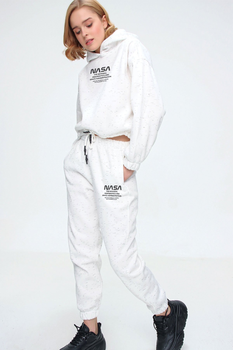 55342 Nasa Baskılı Eşofman Takımı - B.Beyaz - BİGDART