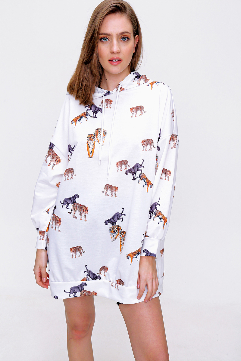 55357 Hayvan Figürlü Sweat - Beyaz - BİGDART