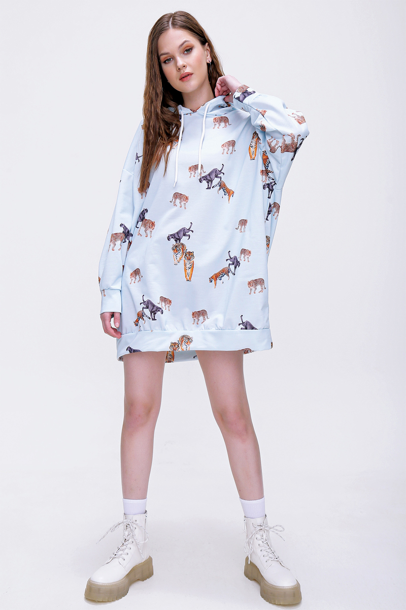 55357 Hayvan Figürlü Sweat - Turkuaz - BİGDART