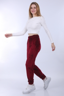 55370 Kadife Jogger Eşofman - Bordo 