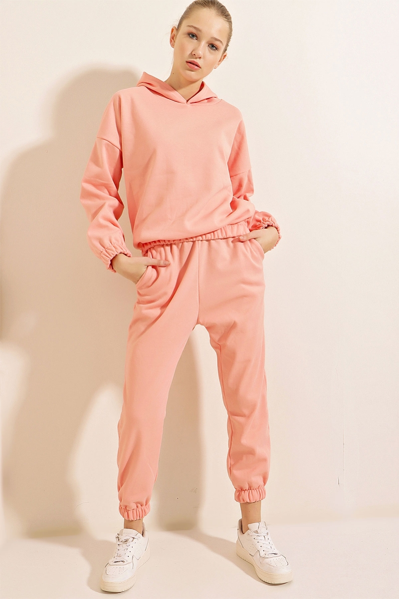 55376 Şardonlu Eşofman Takımı - Somon - BİGDART