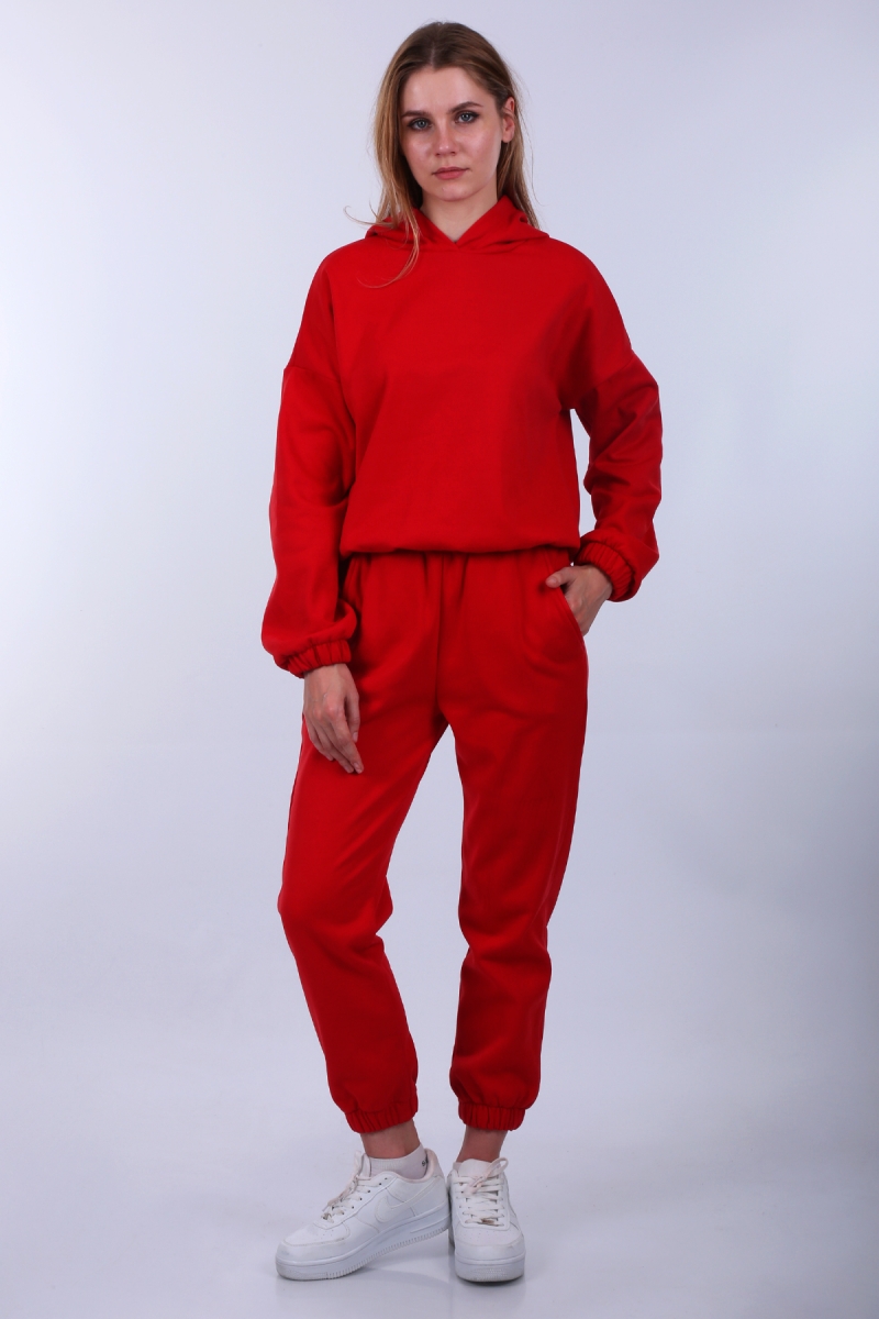 55376 Şardonlu Eşofman Takımı - Kırmızı - BİGDART