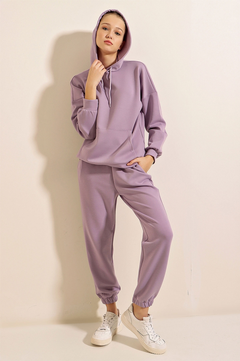 55377 Oversize Eşofman Takımı - Lila - BİGDART