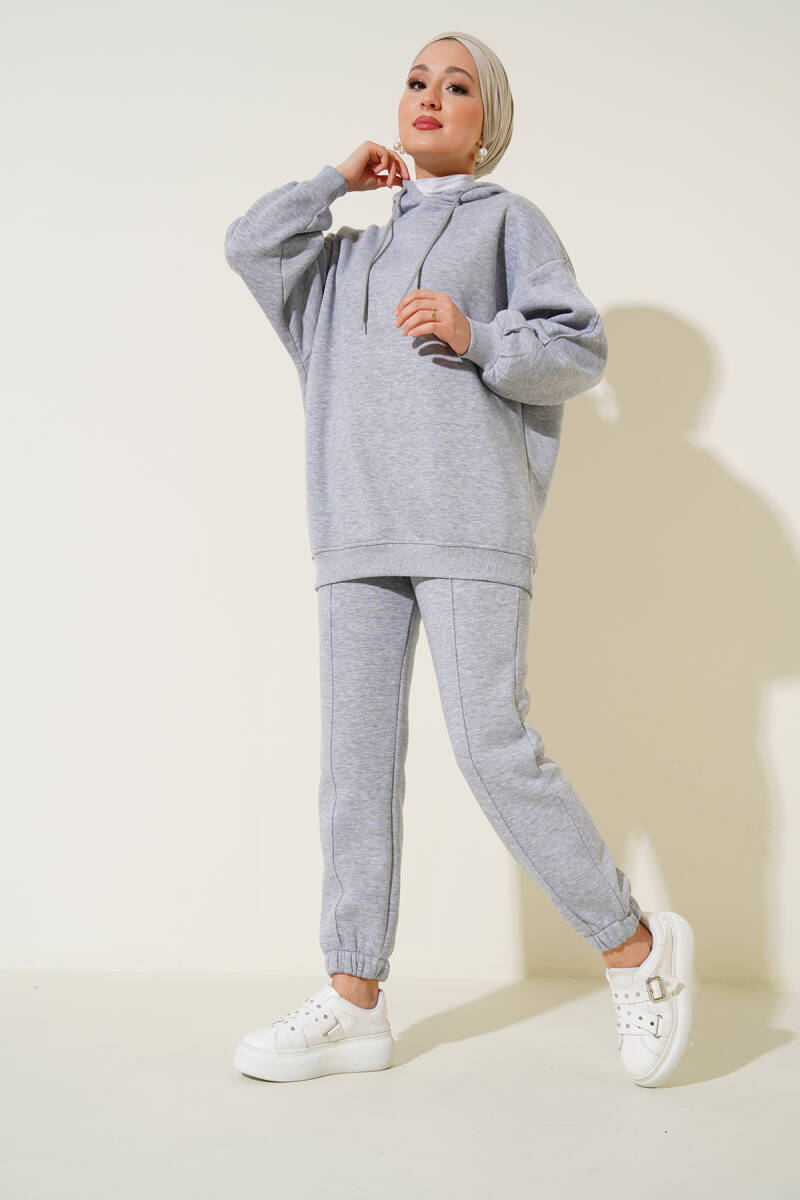 55434 Oversize Eşofman Takımı - Gri - BİGDART