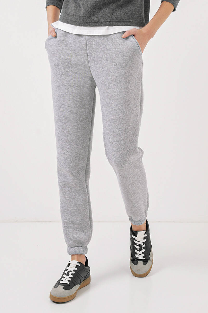 55450 Üç İplik Eşofman Altı - Gri - BİGDART