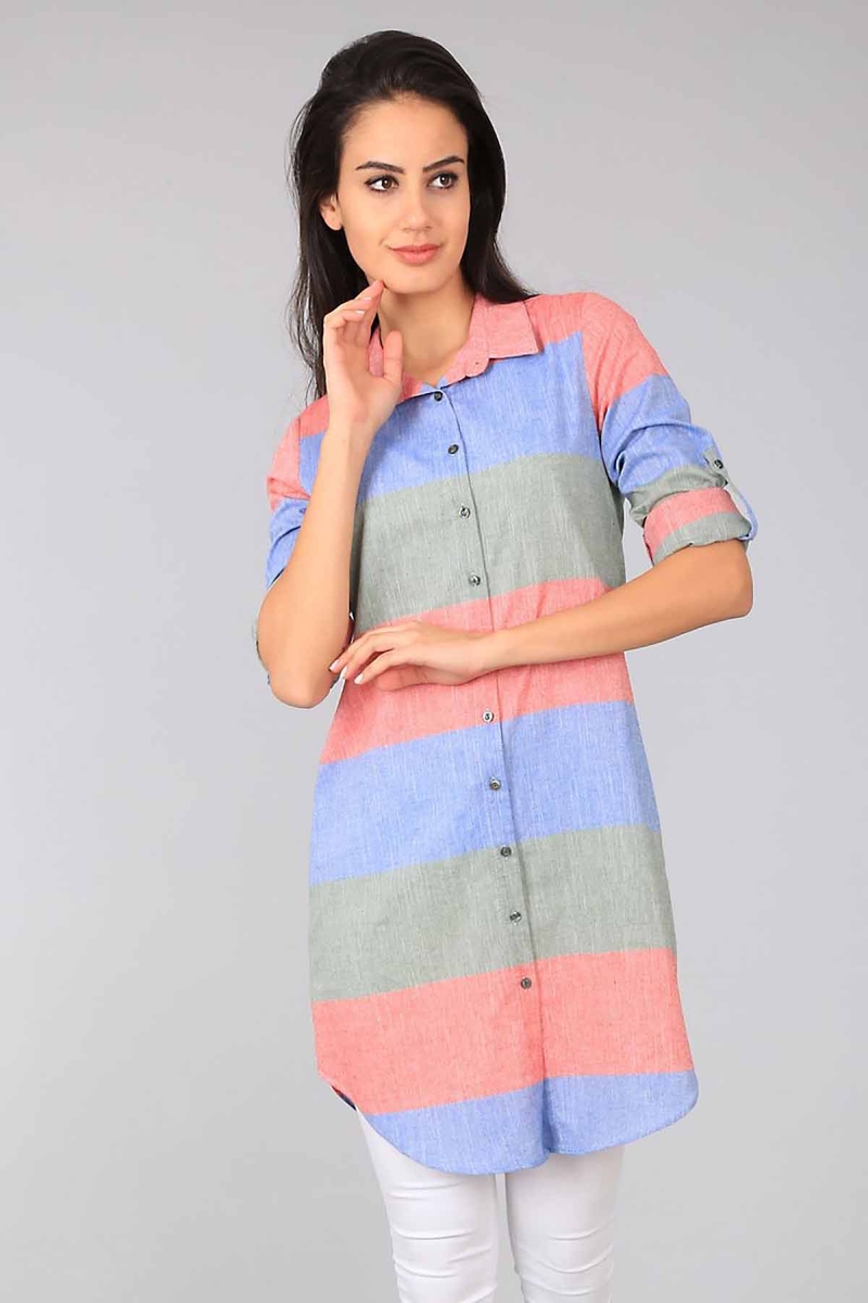 5616 TUNİK BOY GÖMLEK - Haki - BİGDART