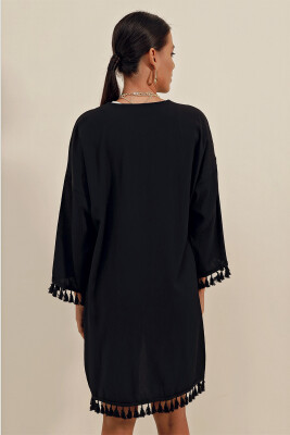 5833 Fırfırlı Kimono - Siyah - 6