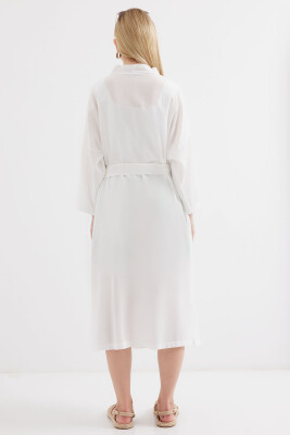 5835 Yırtmaçlı Yazlık Kimono - Beyaz - 6