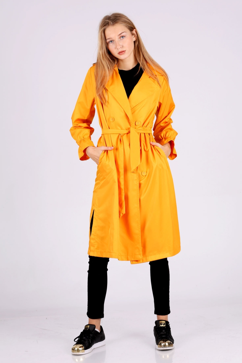 5836 Mevsimlik Trençkot - Turuncu - BİGDART