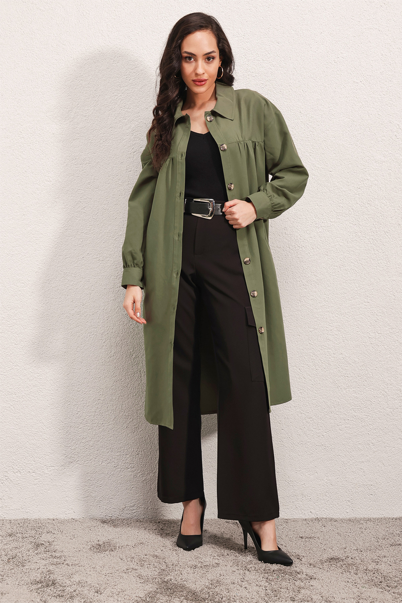 5836 Mevsimlik Trençkot - Haki - BİGDART