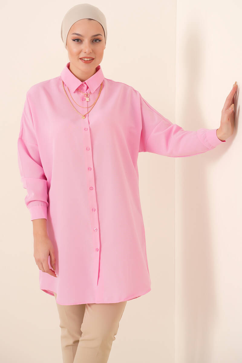 5845 Tesettür Tunik - Pembe - BİGDART