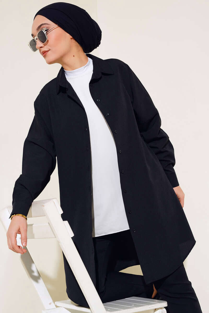 5845 Tesettür Tunik - Siyah - BİGDART