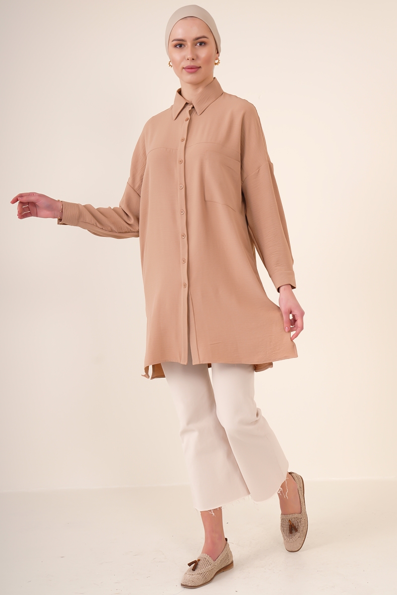 5849 Tesettür Tunik - Camel - BİGDART