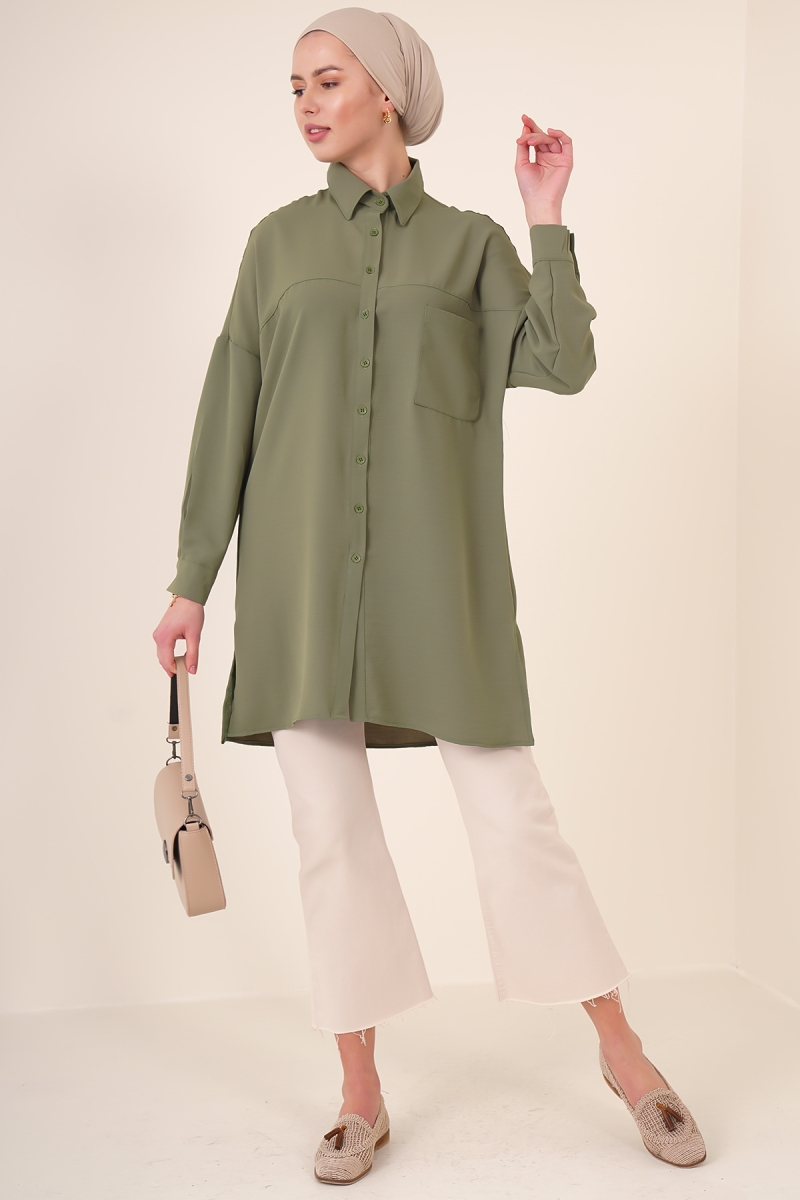 5849 Tesettür Tunik - Haki - BİGDART