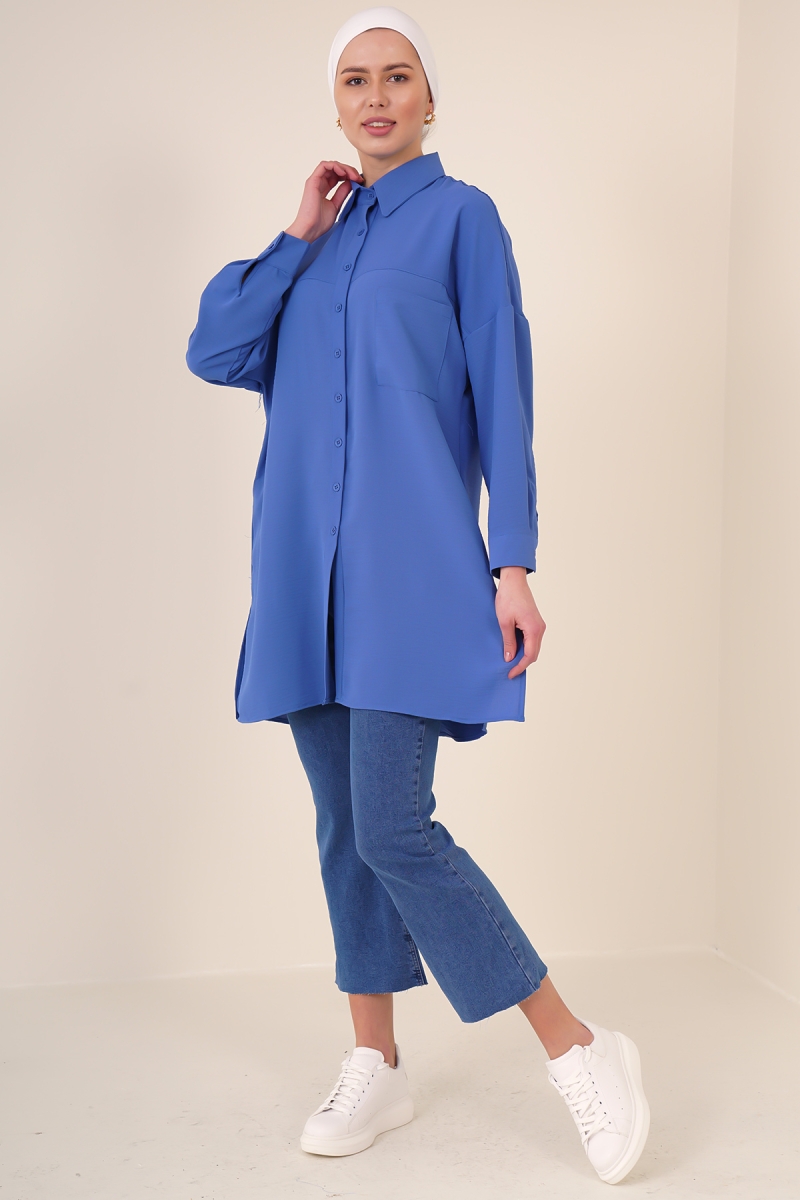 5849 Tesettür Tunik - İndigo - BİGDART