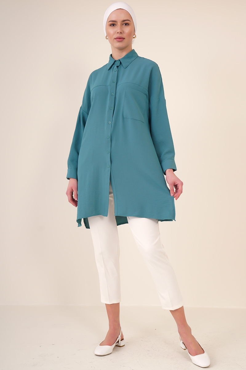 5849 Tesettür Tunik - Mint - BİGDART