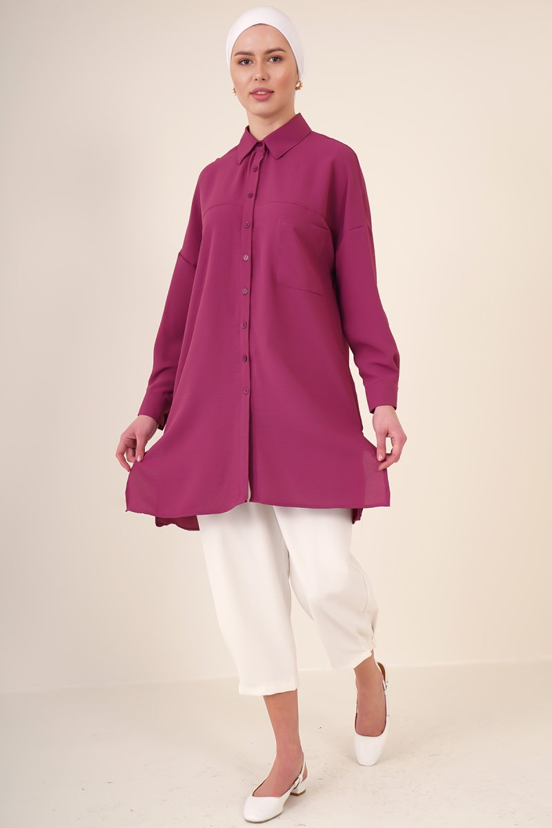5849 Tesettür Tunik - Mürdüm - BİGDART