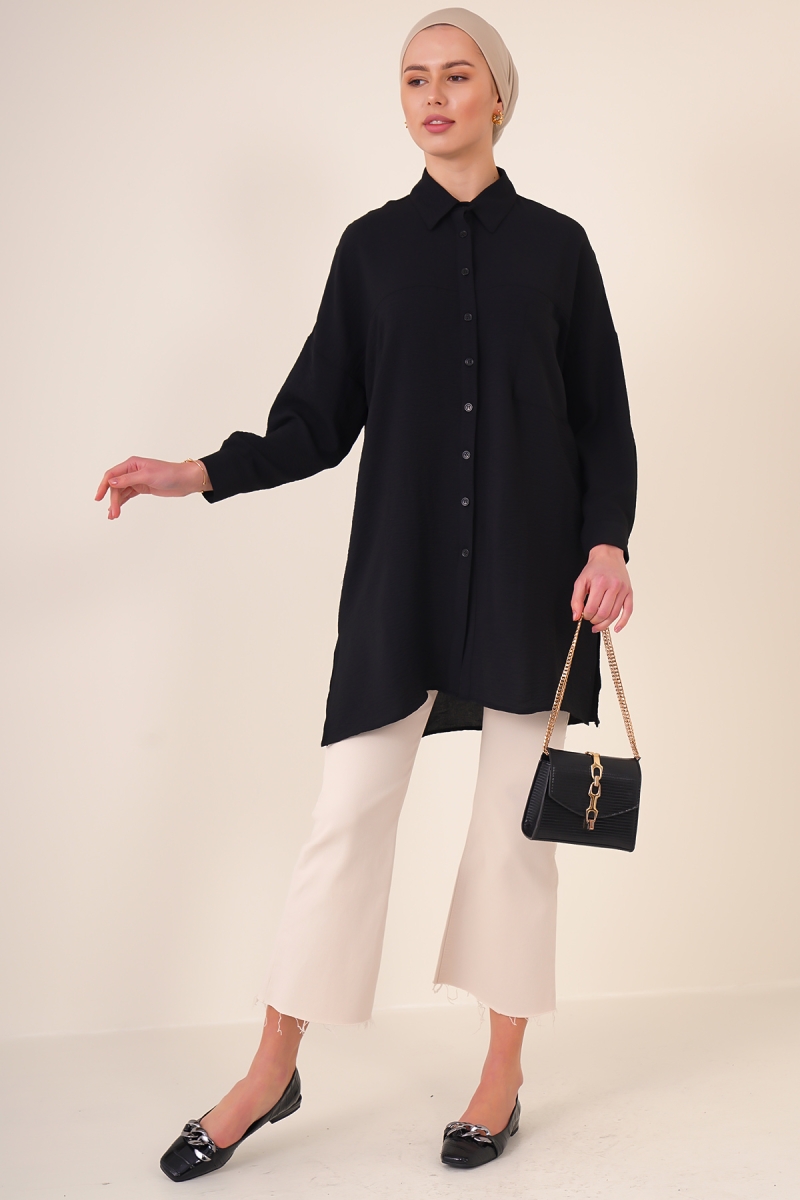5849 Tesettür Tunik - Siyah - BİGDART