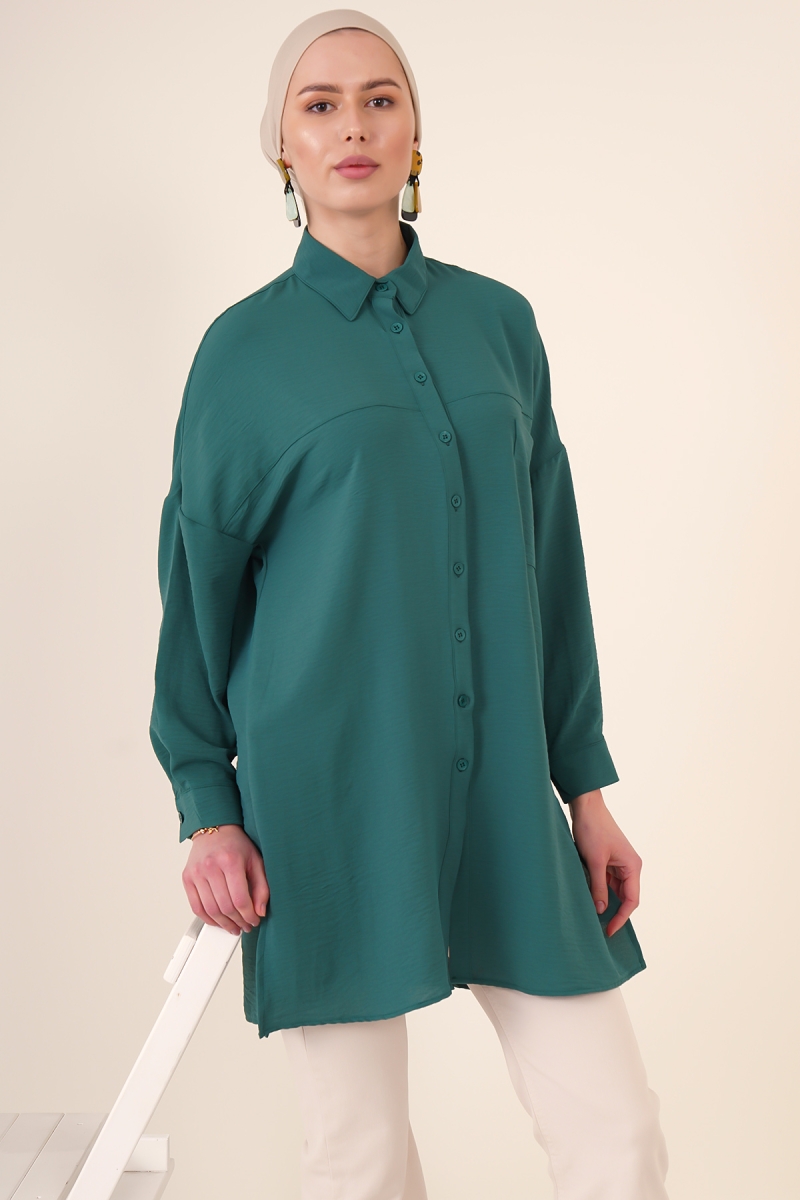 5849 Tesettür Tunik - Zümrüt Yeşili - BİGDART
