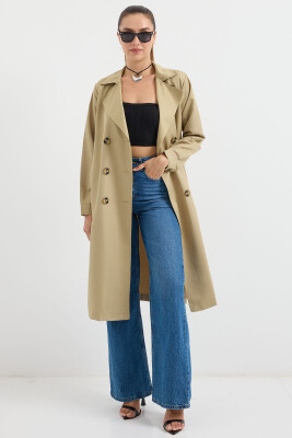 5853 Kruvaze Yaka Trençkot - A.Haki - 3