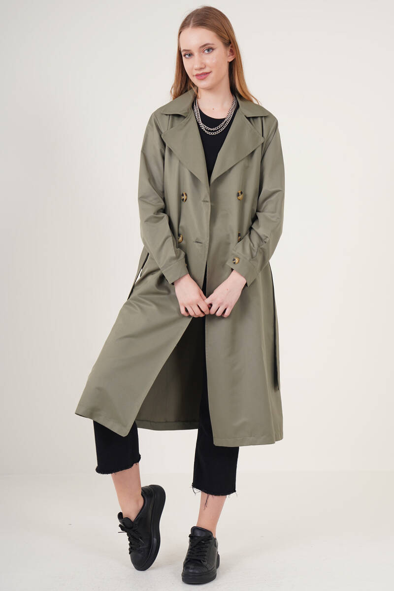 5853 Kruvaze Yaka Trençkot - Çağla - BİGDART