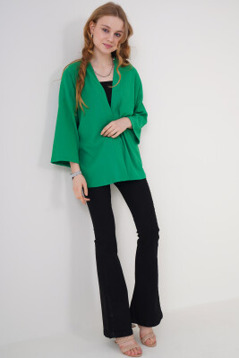5862 Örme Kimono - Yeşil - 3