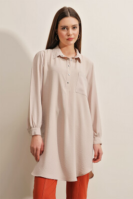 5883 Tek Cepli Tunik - Bej 