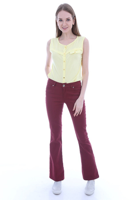 6339 İSPANYOL PAÇA GABARDİN PANTOLON - Bordo - BİGDART