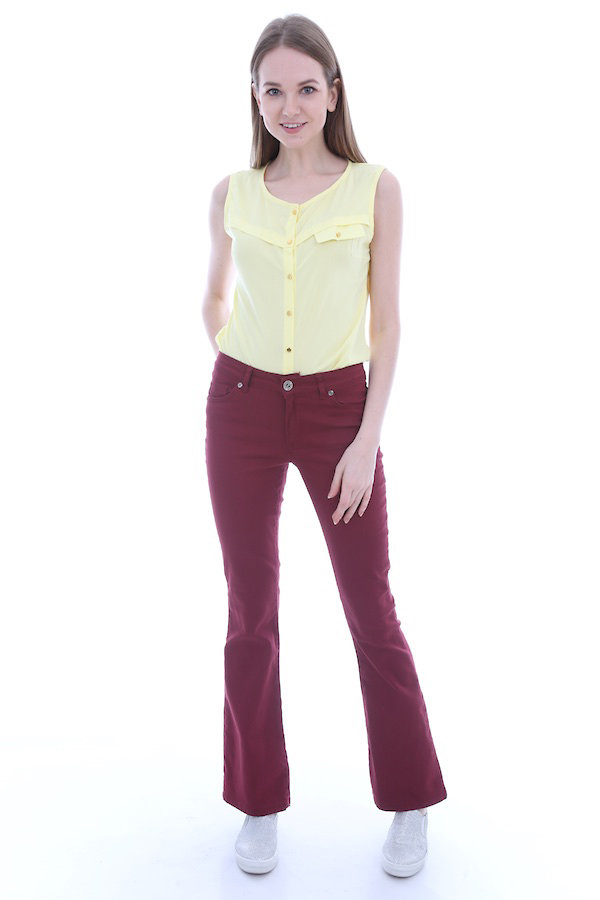 6339 İSPANYOL PAÇA GABARDİN PANTOLON - Bordo - BİGDART