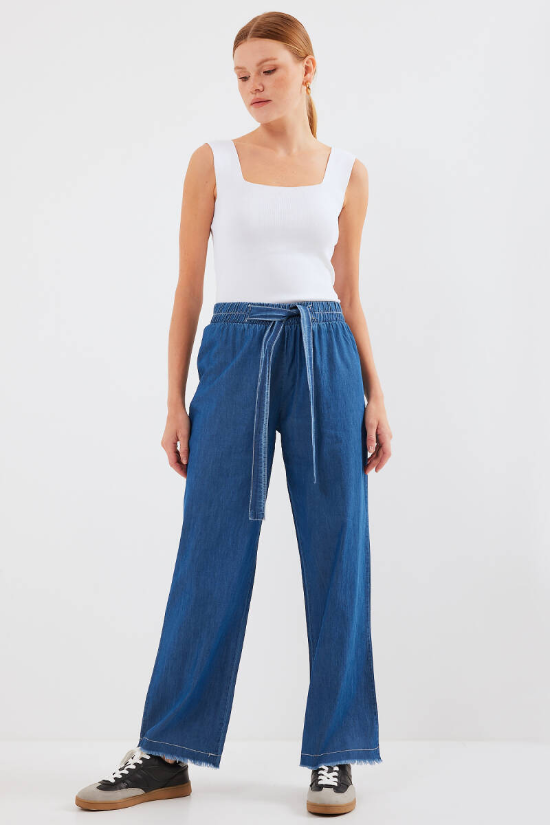 6469 BOL PAÇA JEANS PANTOLON - Koyu Mavi - BİGDART