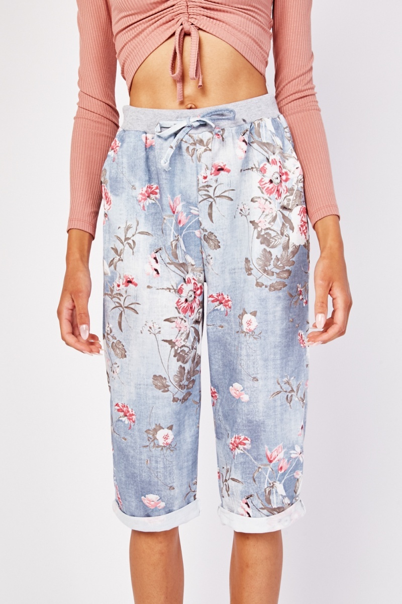 6507 Baskılı Jogger Kapri - A.Mavi - BİGDART