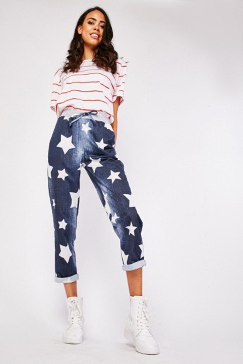 6508 Baskılı Jogger Pantolon - Lacivert - BİGDART