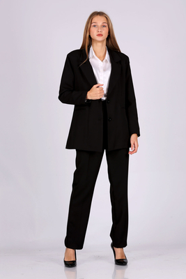6536 Oversize Balazer Takım - Siyah - BİGDART