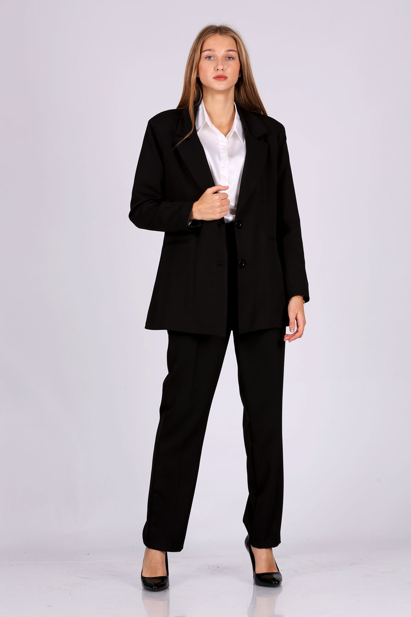 6536 Oversize Balazer Takım - Siyah - BİGDART