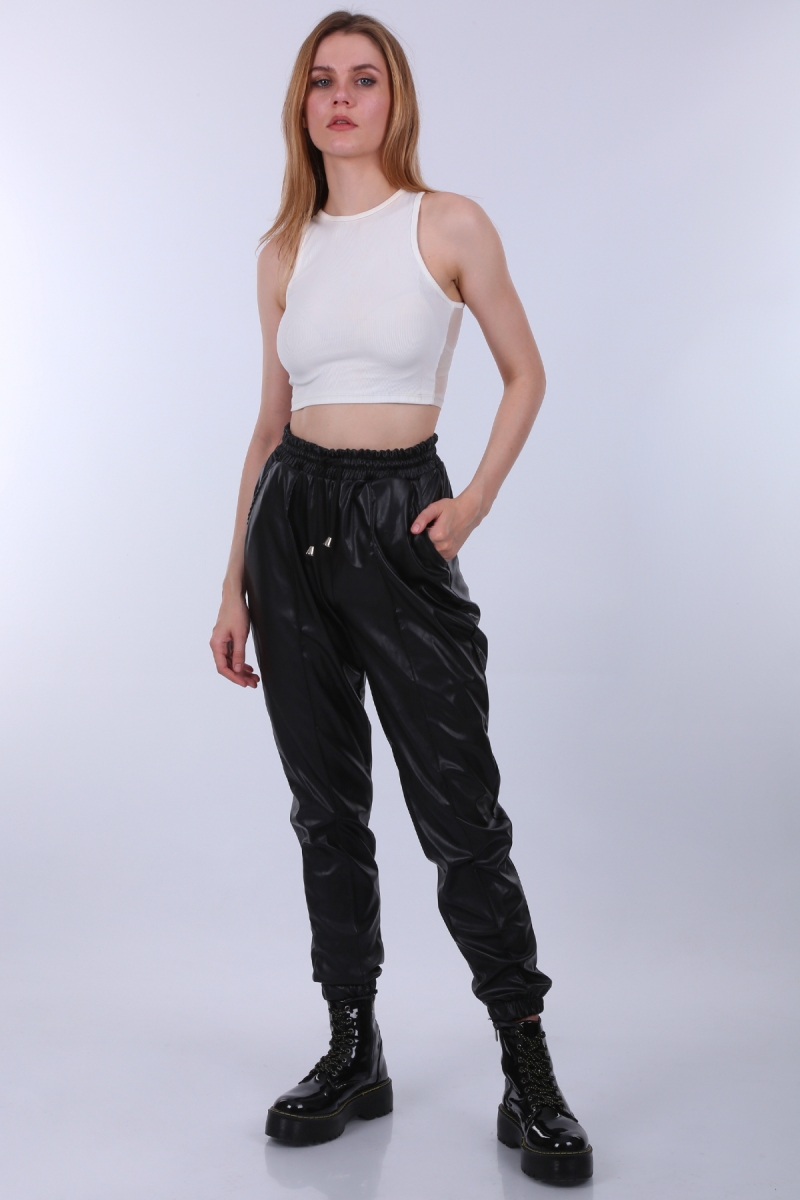 6537 Deri Pantolon - Siyah - BİGDART