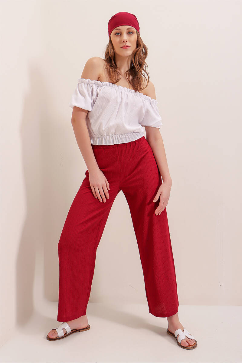 6543 Örme Pantolon - Kırmızı - BİGDART