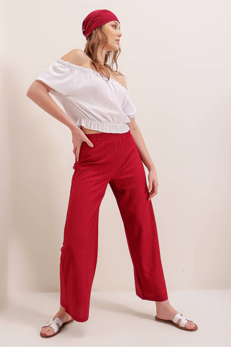 6543 Örme Pantolon - Kırmızı (1)