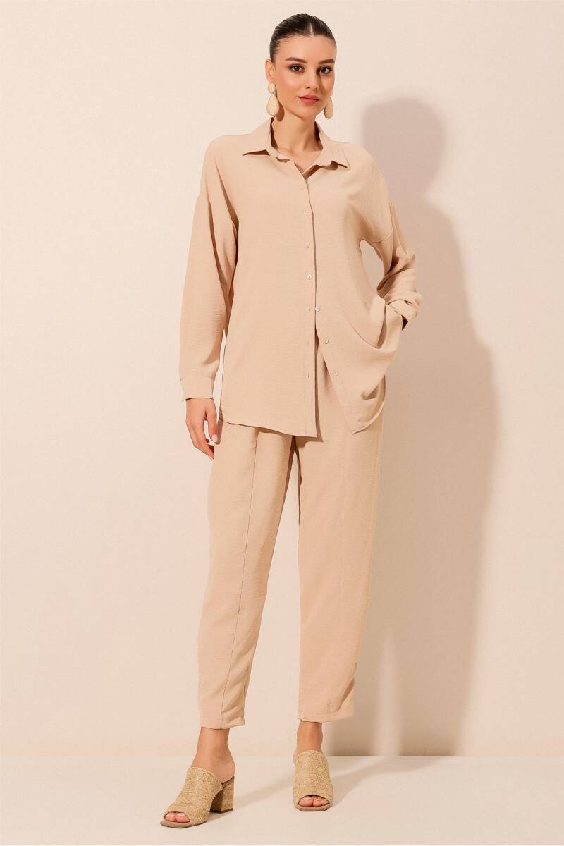 6593 Oversize İkili Takım - Bej - BİGDART