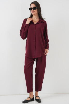 6593 Oversize İkili Takım - Bordo 