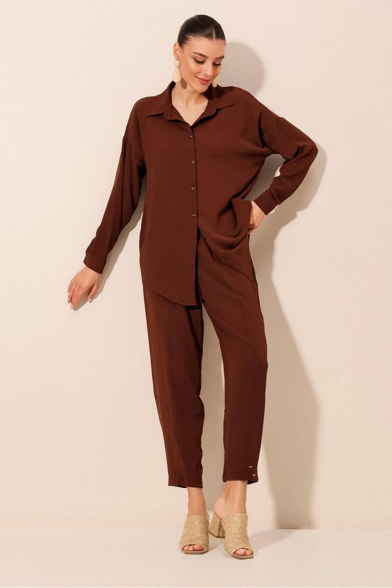 6593 Oversize İkili Takım - Kahverengi - BİGDART