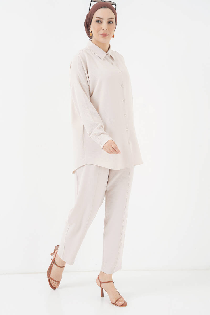 6593 Oversize İkili Takım - Krem - BİGDART