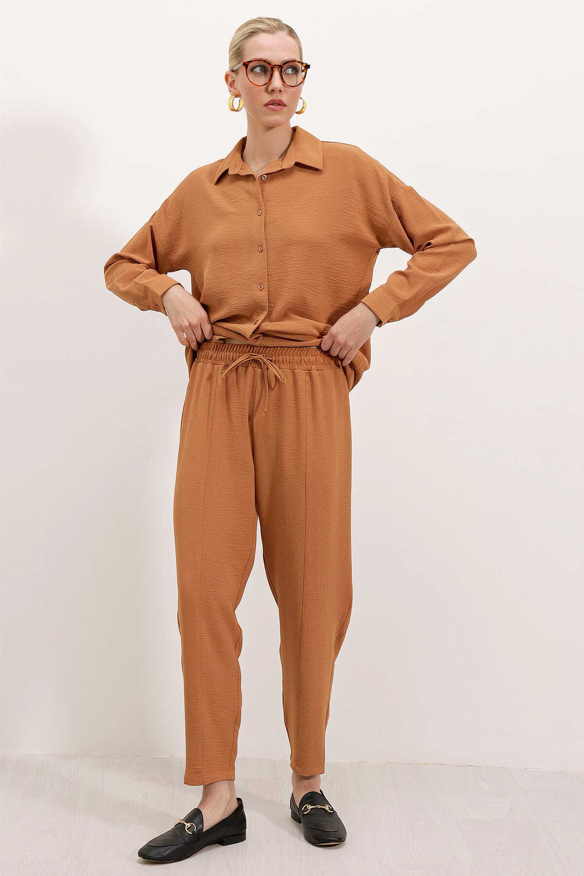 6593 Oversize İkili Takım - Taba - 3