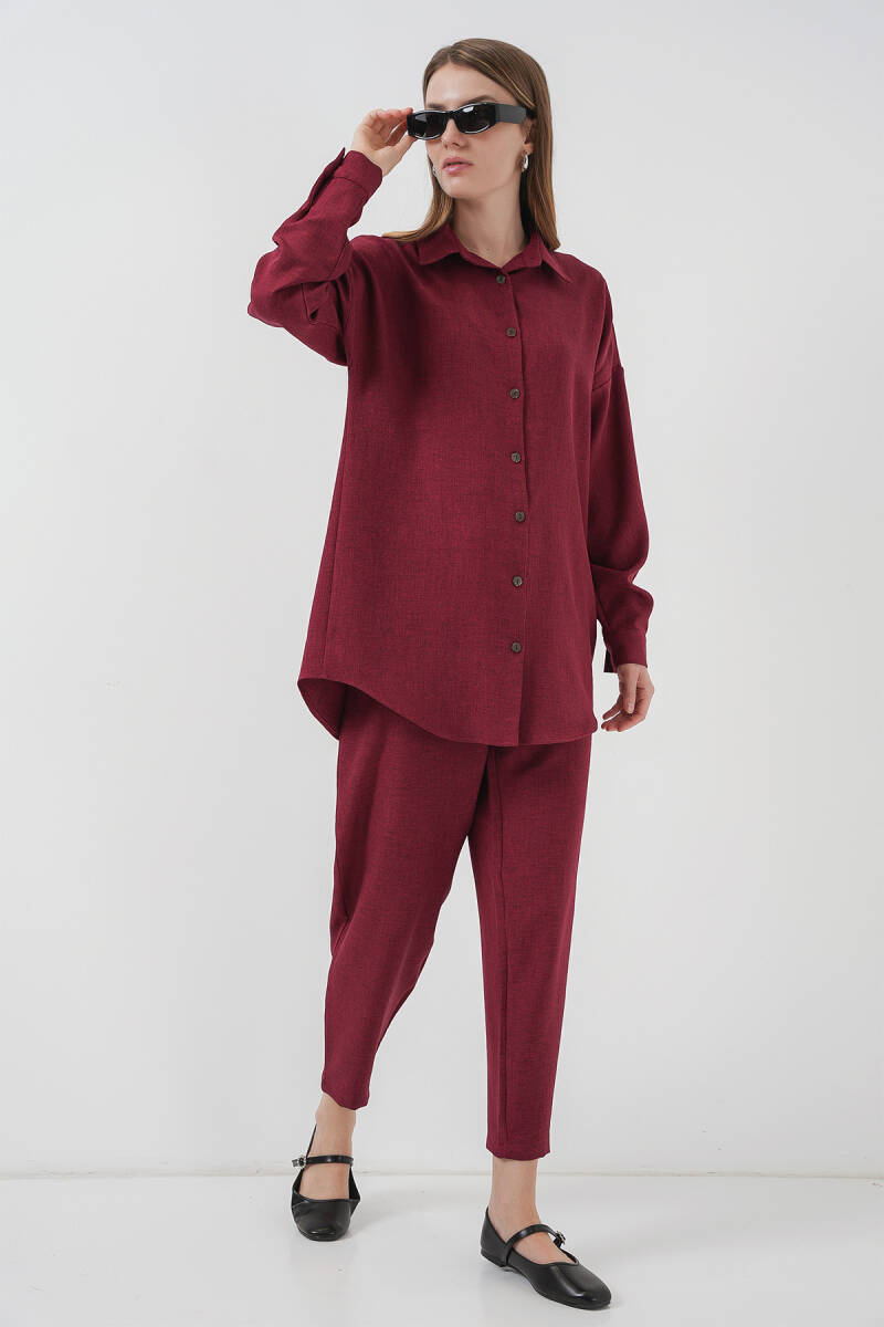 6622 Keten İkili Takım - Bordo - BİGDART
