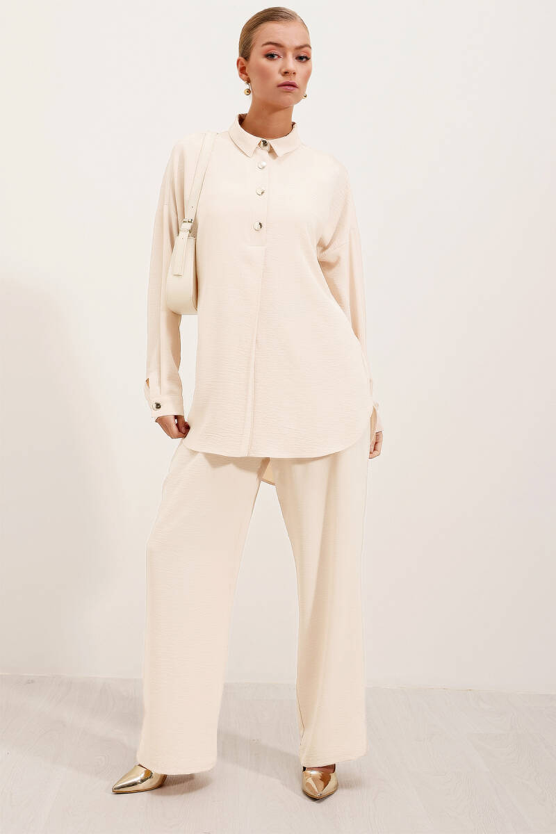 6631 Oversize Alt-Üst Takım - Ekru - BİGDART