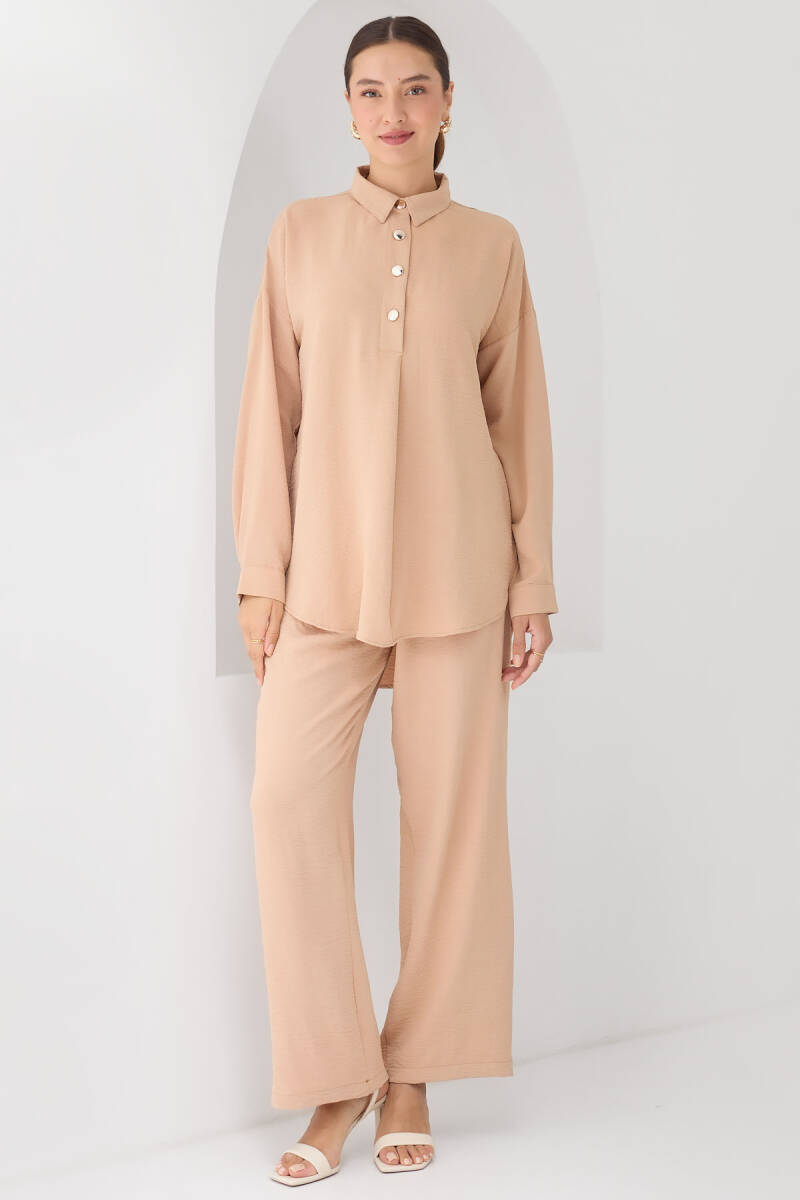 6631 Oversize Alt-Üst Takım - Vizon - BİGDART