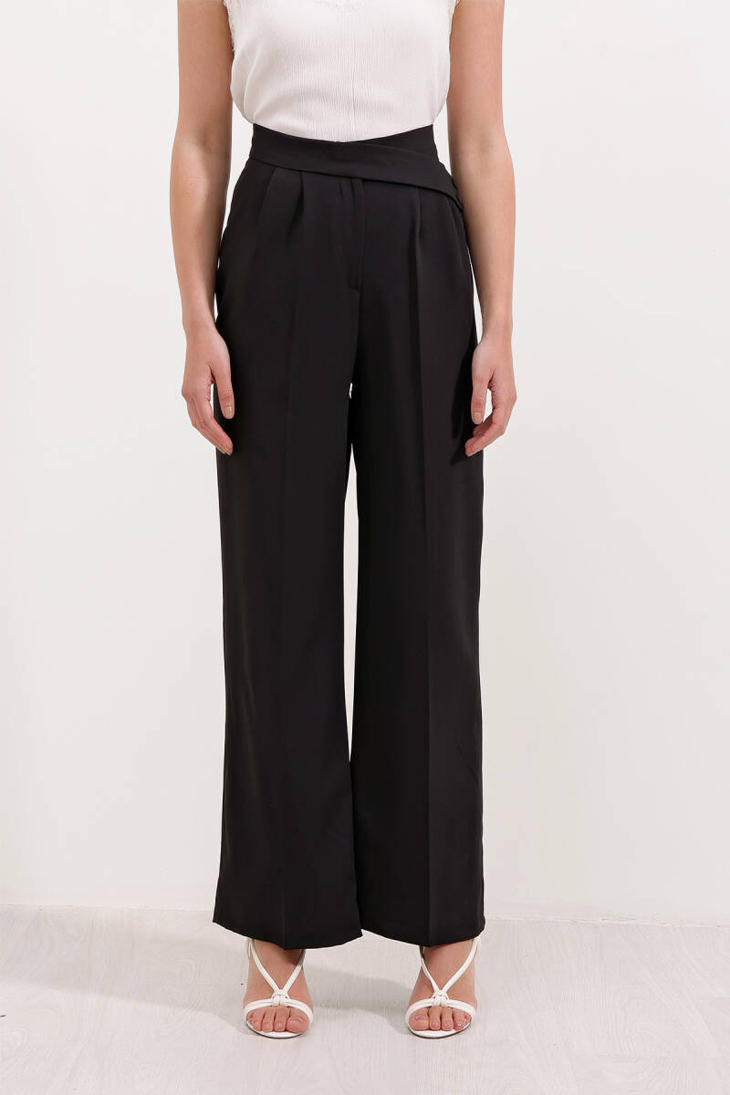 Kadın Siyah Yüksek Bel Palazzo Pantolon 6646 - BİGDART
