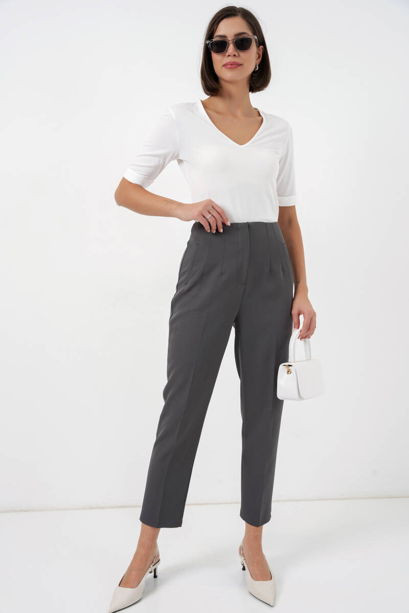 6650 Yüksek Bel Kumaş Pantolon - Antrasit - BİGDART