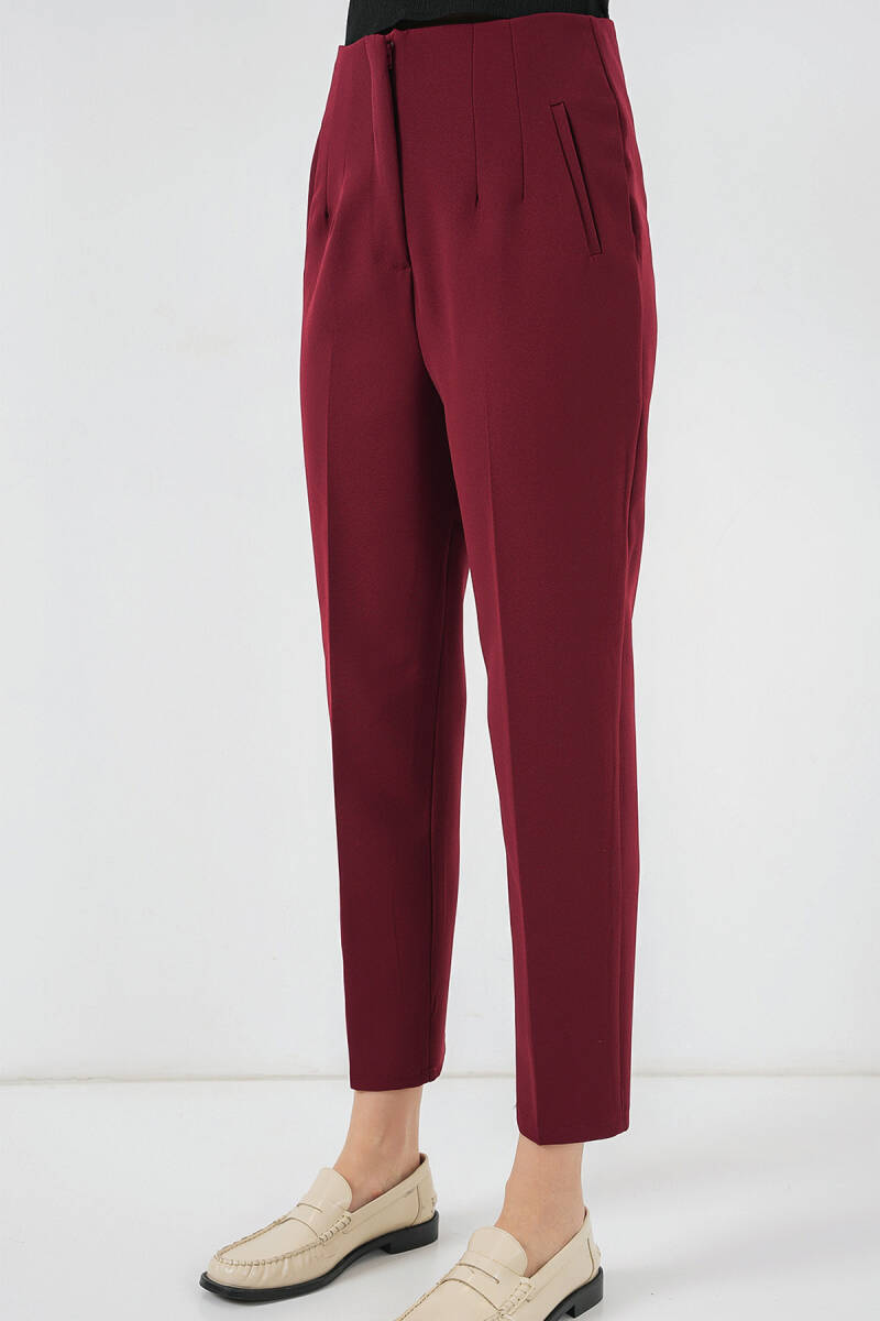 6650 Yüksek Bel Kumaş Pantolon - Bordo (1)